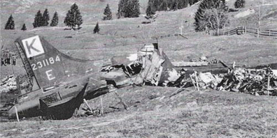 Das Wrack des US-amerikanischen Bombers am Stockberg.