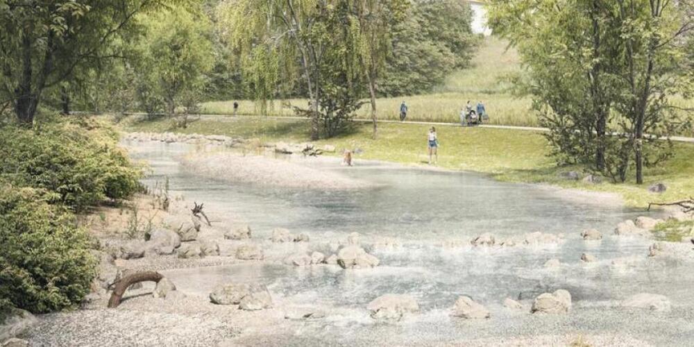Dietikon soll besser vom Hochwasser der Reppisch geschützt werden. So stellt sich der Kanton die Umgestaltung vor (Visualisierung).