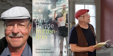 Zum insgesamt dritten Mal liest Surprise-Verkäufer Urs Habegger (l. und r.) aus «Am Rande mittendrin. Erlebnisse eines Surprise-Verkäufers».
