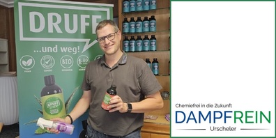 Die Druff Reinigungsmittel, den DAMPF DRACHE und HYLA EST können Sie an der Herisauerstrasse 2 in Gossau bei Dampfrein Urscheler testen und erwerben.