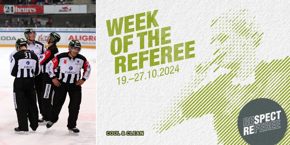 Die «Week of the Referee» setzt sich für mehr Fairness und Wertschätzung gegenüber Schiedsrichtern (l.) ein, denn ohne sie gäbe es keine Eishockey-Spiele.