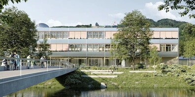 Visualisierung des geplanten Ersatzneubaus für die Kantonsschule Wattwil, die auch von Jugendlichen des Linthgebiets besucht wird.