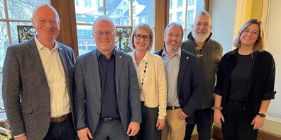 Die GLP-Fraktion mit Stefan Leuthold, Reto Ammann, Nicole Zeitner, Alexander Sigg, Marcel Preiss und Celina Hug.