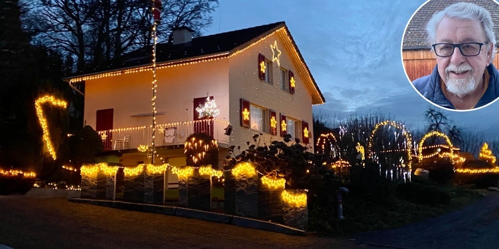 Seit genau 50 Jahren schmückt Albert Gartmann zur Adventszeit sein Haus in Bollingen.
