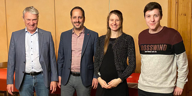 Begrüssen das neue Jahr: Bernhard Hauser, (Präsident SP Sarganserland), Dario Sulzer (Vorsitzender der SP-Grüne-GLP-Fraktion des Kantonsrates), Kathrin Wurz (Vorstand SP Sarganserland) und Matteo Gmür von der SP Sarganserland (von links). 