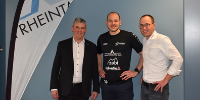 Reto Monsch CEO Alpha RHEINTAL Bank, Jürg Schwarber Spieler Herren 1 HC Rheintal, Marc Schwarber Präsident HC Rheintal