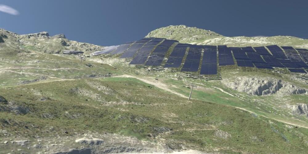 Das Solarkraftwerk Ovra Solara Magriel soll neben dem Skigebiet Disentis Strom für 3000 Haushalte produzieren. (Visualisierung)