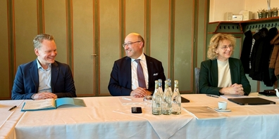 Mitglieder der trilateralen Kommission: (v.l.) Landestatthalter Christof Bitschi (Vorarlberg), Regierungsrat Beat Tinner (Kanton St.Gallen) und Regierungsrätin Graziella Marok-Wachter (Liechtenstein).