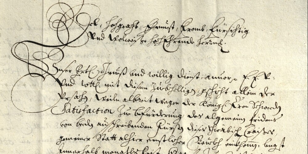 Ausschnit aus der Missive vom 1. Dezember 1648 von der süddeutschen Reichsstadt Kaufbeuren