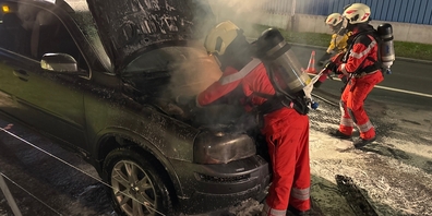 Nach einer Unterführung hielt der Lenker das Auto wegen Flammen unter der Haube an. Obwohl ein Vollbrand verhindert wurde, gab es Totalschaden.