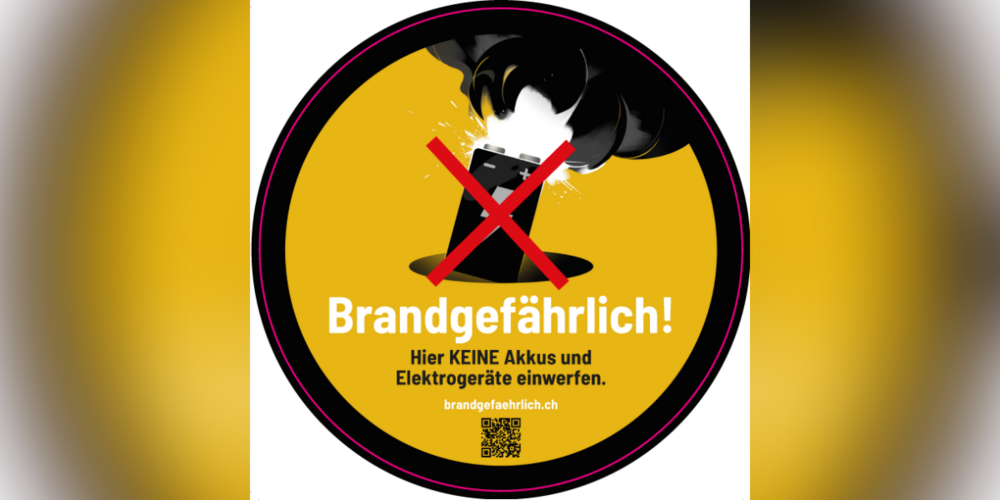 Flyer-Kleber brandgefährlich.