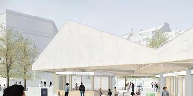 Visualisierung des neu gestalteten St. Galler Marktplatzes.
