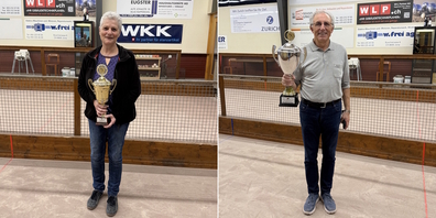 Gewannen den Pokal als Clubmeisterin bzw. Clubmeister 2025: Manu Schnyder (l.) und Michele Masucci.