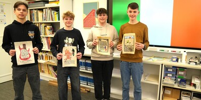 Vier Sieger und ihre Arbeiten, stellvertretend für alle 20 Sieger – David, Benjamin, Sascha, Gian