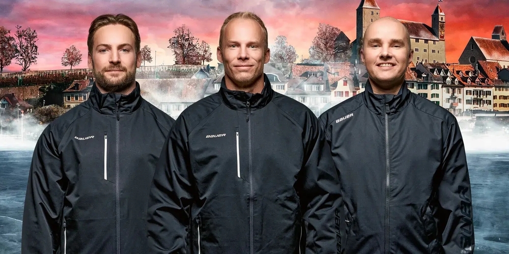 Bleiben bei den Lakers (v.l.n.r.): Fabian Gunnarsson (Assistenzcoach),  Johan Lundskog (Headcoach) und Jaakko Valkama (Goalietrainer).