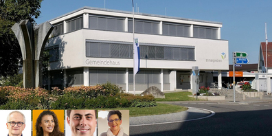 Die Präsidenten der St.Margrether Ortsparteien (von links): Ralph Brühwiler (FDP), Majlinda Sulejmani (Die Mitte), Armin Hanselmann (SP) und Elisabeth Thurnheer (SVP). 