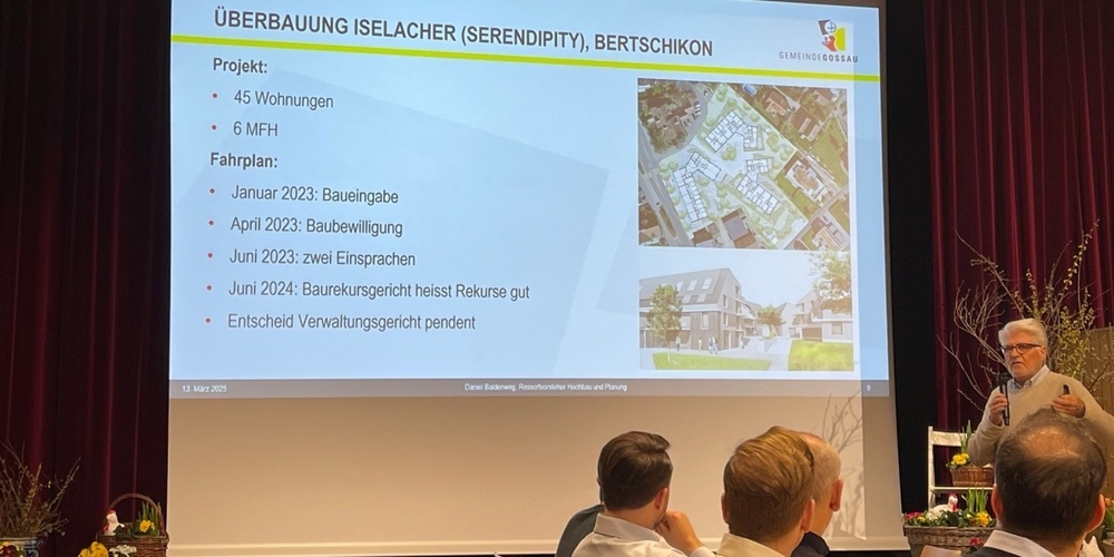 Gemeinderat Daniel Baldenweg informierte über aktuelle und künftige Bauprojekte, u.a. über jenes in Bertschikon.
