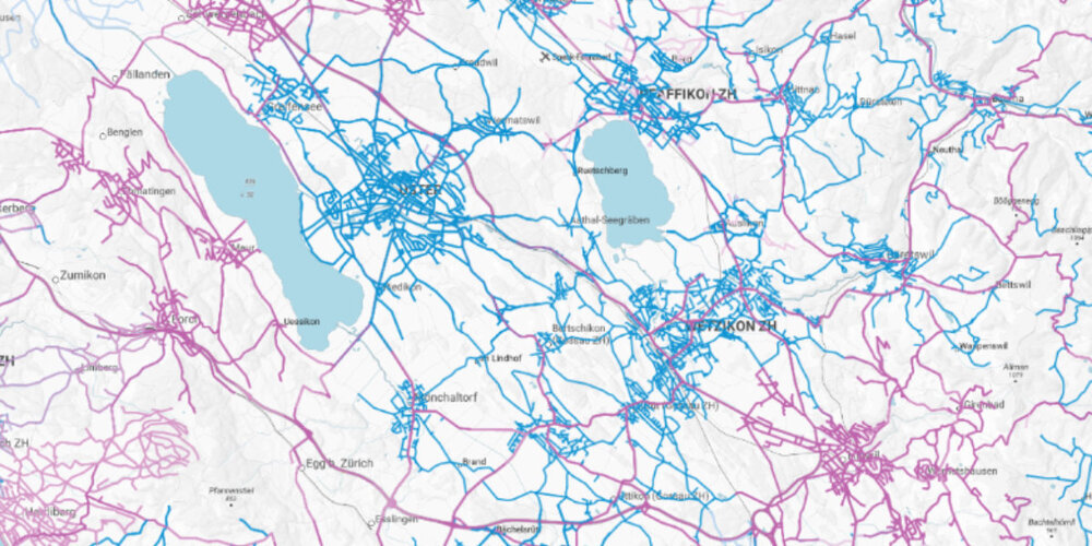 infra3D Data Map: Digitalisierte Strassen der Region Zürcher Oberland.