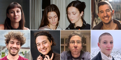 Gewinnen einen Preis: (o.v.l.) Morena Barra,  The Nüesch Sisters, Sebastian Klinger, (u.v.l.) Luca Schmid, Raphaela Wagner, Samuel Weniger und Luisa Zürcher.