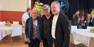 Der ewige Fifa-Präsident und die Jung-Wirte: Sepp Blatter, Regula Esposito und Fredy Bickel (v.l.)