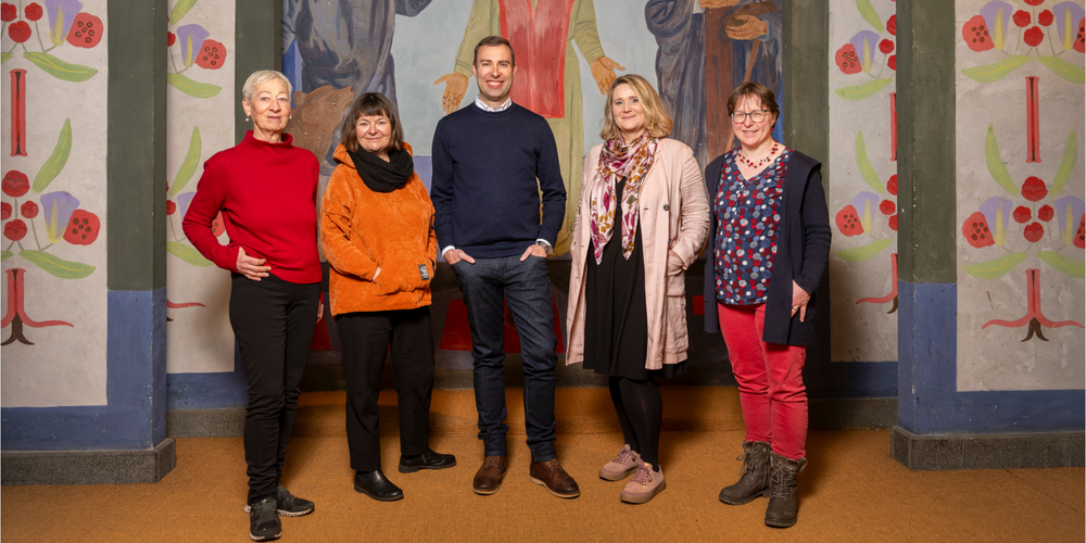 Die Inklusen in der Wiborada-Kapelle in St.Georgen: v.l.n.r.: Brigitte Schoepf, Irene Franziska Meli, Tim Mahle, Petra Gächter, Simone Capaul