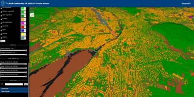Screenshot des "Potree LIDAR Viewer", ein Online-Viewer, der ab sofort im Geoportal unter "Apps" zur Verfügung steht. 