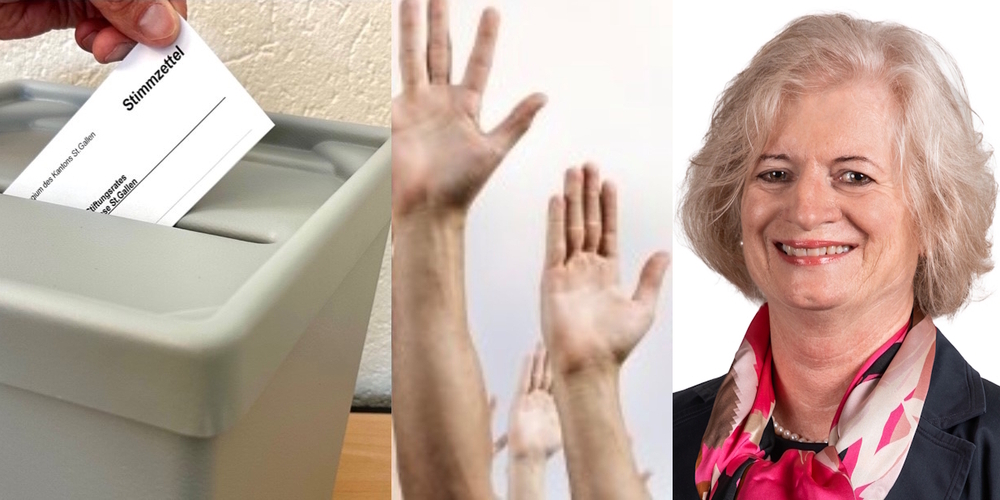 Eine Änderung des Abstimmungswesens vom Handmehr zur Urne wäre für Administrationsrätin Cornelia Brändli-Bommer (r.) aus Uznach falsch.