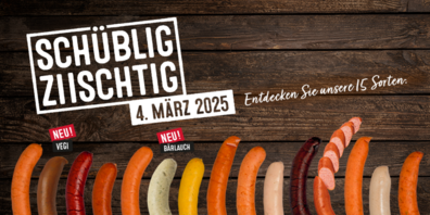 Die Minnig Metzgerei AG in Bubikon bietet dieses Jahr 15 Schüblig-Sorten an, darunter auch eine vegane Variante.