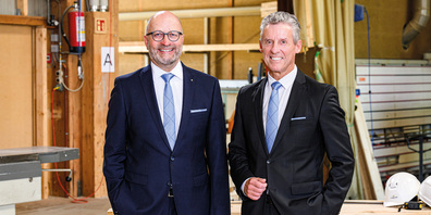 Der Vorsitzende der Geschäftsleitung der Clientis BS Bank Schaffhausen, Lorenz Laich (l.) mit Verwaltungsratspräsident Christian Heydecker.