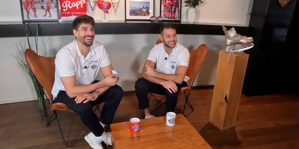 Zwei Lakers-Verteidiger und Romands messen sich im Schlaumeier-Quiz: Igor Jelovac (l.) und Iñaki Baragano.