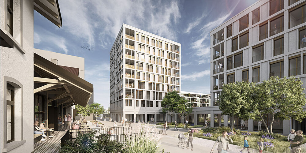 In St.Margrethen wird kräftig investiert: Direkt am Bahnhof sollen 90 Wohnungen, Gewerbe- und Büroflächen entstehen. 