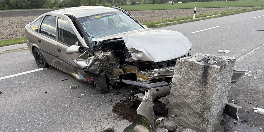 Das Auto prallte schliesslich in einen Pollerstein.