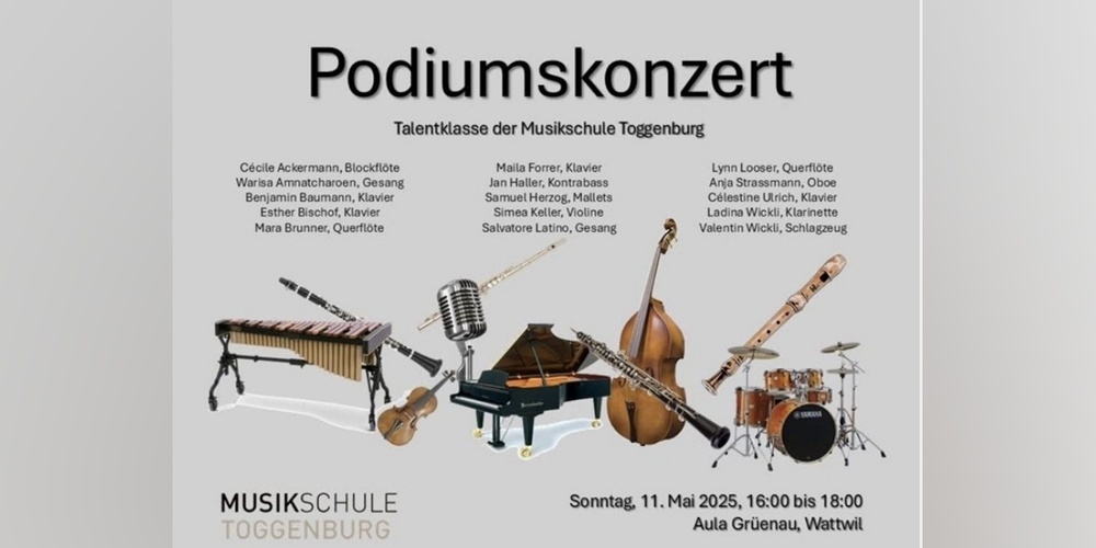 Ankündigung Podiumskonzert in Wattwil.