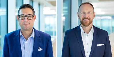 Samuel Schär (designierter CEO der Bühler Group) und Stefan Scheiber (designierter Präsident des Verwaltungsrats der Bühler Group).