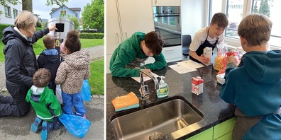 Kita sammelt Abfälle ein / Kochen mit geretteten Lebensmitteln.