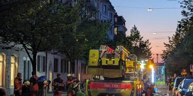 Beim Brand einer Parterre-Wohnung in Zürich rettete die Berufsfeuerwehr eine Person aus einem oberen Stockwerk mit der Drehleiter.