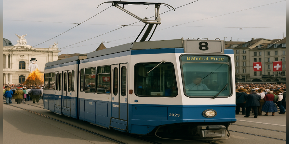 Die Trams bleiben auch dieses Jahr ohne traditionelle Fähnchen – eine Veränderung, die viele Festbesucher bedauern.