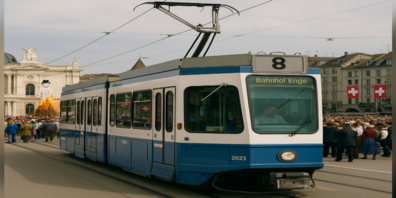 Die Trams bleiben auch dieses Jahr ohne traditionelle Fähnchen – eine Veränderung, die viele Festbesucher bedauern.