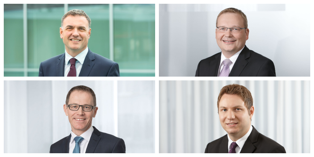 Die neuen Führungspersonen (v.o.l.n.r: René Walser, Raphael Wenk, v.u.l.n.r: Guido Eilinger, Andreas Kummer)