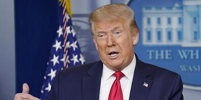 Donald Trump, Präsident der USA, spricht bei einer Pressekonferenz im Weißen Haus. Foto: Evan Vucci/AP/dpa