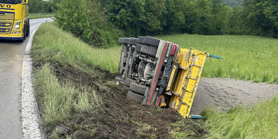 Einem Lieferwagen ausgewichen und gekippt: Der Chauffeur verletzte sich beim Unfall leicht.