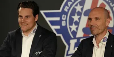 Der neue Lakers-Sportchef Claudio Cadonau (l.) an der Medienkonferenz neben Geschäftsführer Markus Bütler.