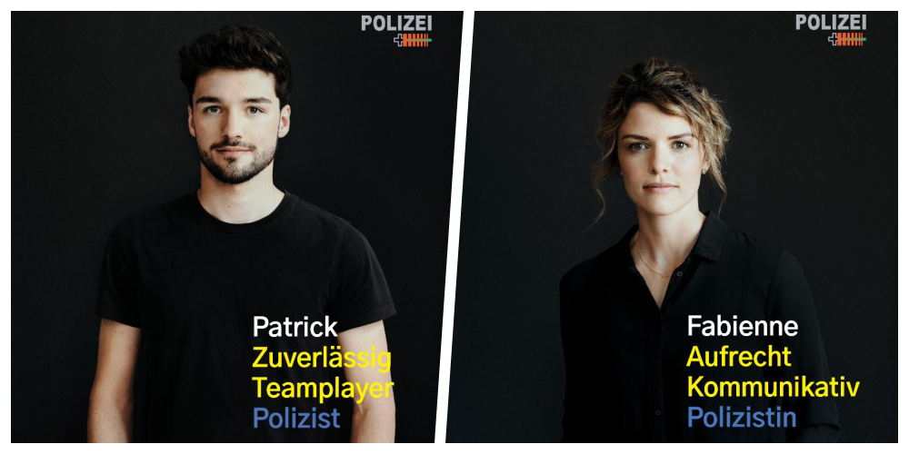Bei der neuen Kampagne für den Polizeiberuf stehen die Menschen hinter der Uniform im Vordergrund.
