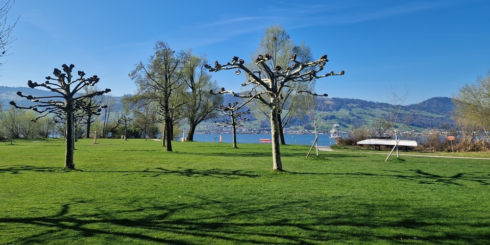 Ruhe im Strandbad Stampf in Jona vor der Eröffnung des diesjährigen Badebetriebs.