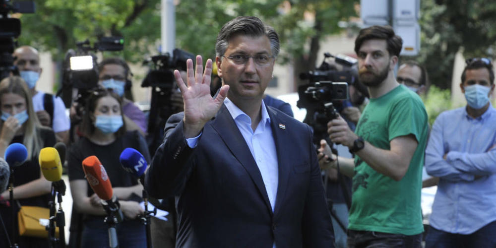 Andrej Plenkovic nach der Stimmabgabe am Sonntag in Zagreb.