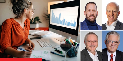Ihre lokalen Expertinnen und Experten beraten Sie kompetent und ganzheitlich: Nicolas Benz (Raiffeisenbank Rapperswil-Jona), Roger Hurni (Raiffeisenbank Schänis-Amden), Peter Schmucki (Raiffeisenbank Benken) und Thomas Bitschnau (Raiffeisenbank am Ricken).