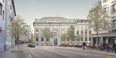 Visualisierung des Kreisgericht-Siegerprojekts «Frieden» von Bosshard Vaquer Architekten GmbH aus Zürich mit HallerIngenieure AG aus Baar.