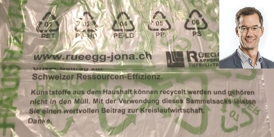 Privat sammelt Stadtrat Thomas Furrer Kunststoff und Plastik, ebenfalls in den Säcken der Firma Karl Rüegg.