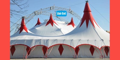 Das von Uzwil erworbene Zelt gleicht aufs Haar dem aktuellen Zelt des Circus Knie. Kein Wunder, war ja auch als Ersatzzelt für den Circus Knie gedacht.