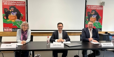 Co-Präsidium Komitee: (v.l.) EDU-Parteipräsidentin Lisa Leisi, SVP-Fraktionspräsident Sascha Schmid und SVP-Parteipräsident Walter Gartmann.